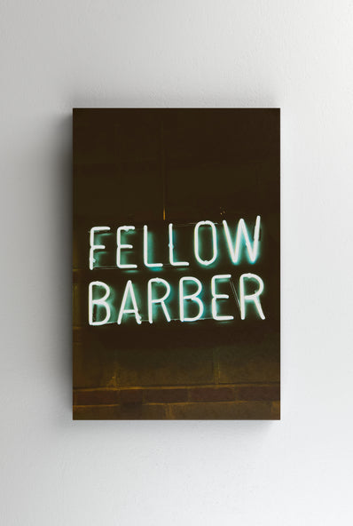Tablou Canvas - Semn neon fellow barber turcoaz