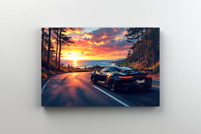 Tablou Canvas - Supermasina pe coasta apus colorat