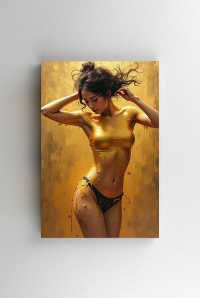 Tablou Canvas - Trash the body cu vopsea aurita