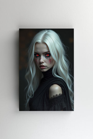 Tablou Canvas - Vrajitoare cu ochi rosii si par alb