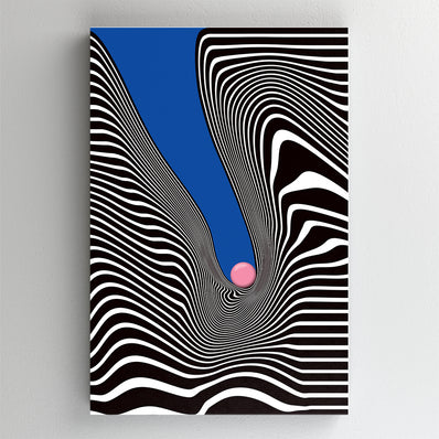 Tablou Canvas - Hypnotic lines with ball - Albastru