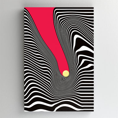 Tablou Canvas - Hypnotic lines with ball - Rosu