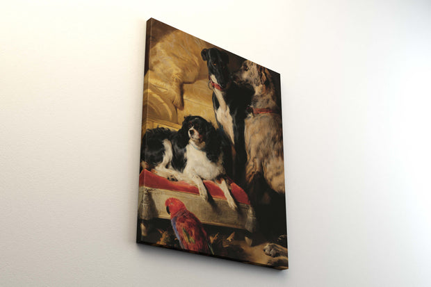 Tablou Canvas - Sir Edwin Landseer - Hector, Nero, and Dash with the parrot, Lory