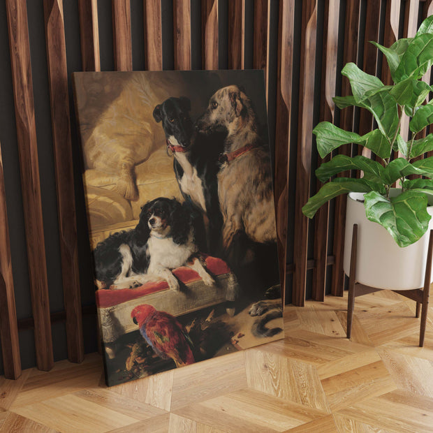 Tablou Canvas - Sir Edwin Landseer - Hector, Nero, and Dash with the parrot, Lory