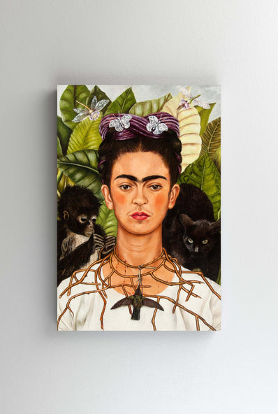 Tablou Canvas - Frida Kahlo - Self-Portrait with Thorn Necklace and Hummingbird [XS]