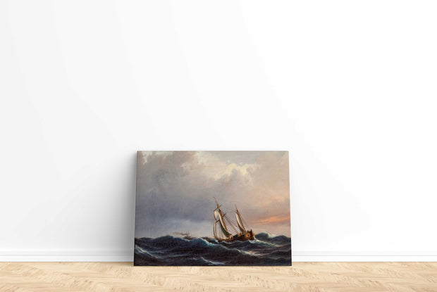 Tablou Canvas - Anton Melbye - A Ship in High Seas at Sunset
