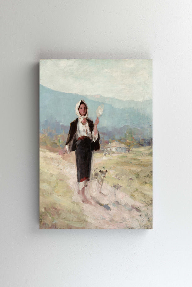 Tablou Canvas - Nicolae Grigorescu - Peasant woman with distaff