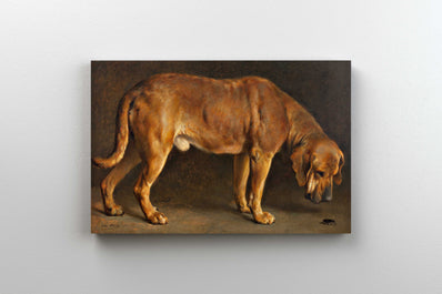 Tablou Canvas - Otto Bache - A Broholmer Dog Looking at a Stag Beetle